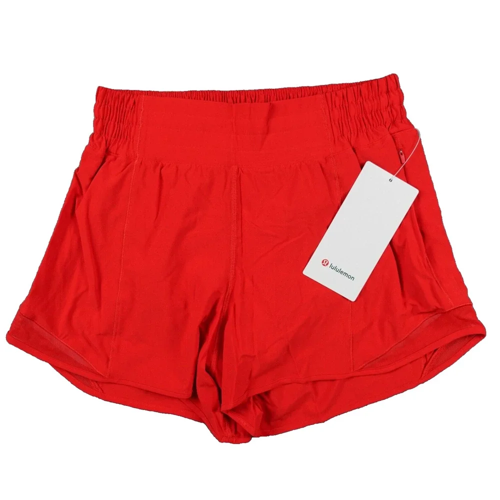 NWOT Lululemon Size 6 Hotty Hot Shorts High Rise HR 4” Lined HTHT Hot Heat Red - Picture 1 of 9